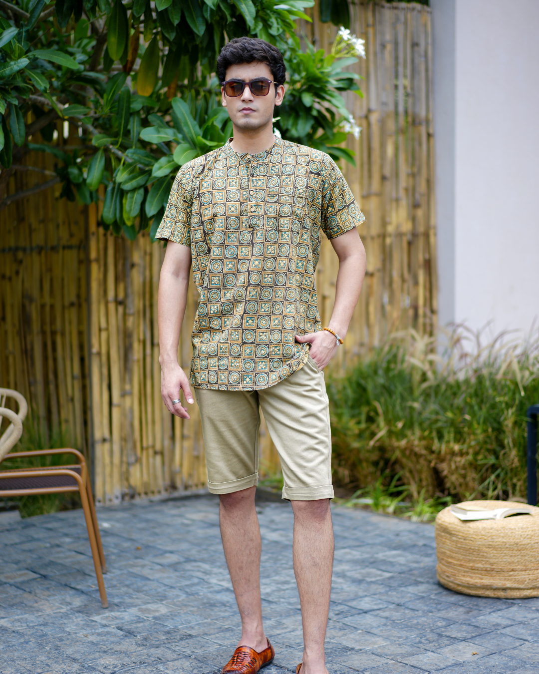 Ajrak Pure Cotton Bushirt for Men